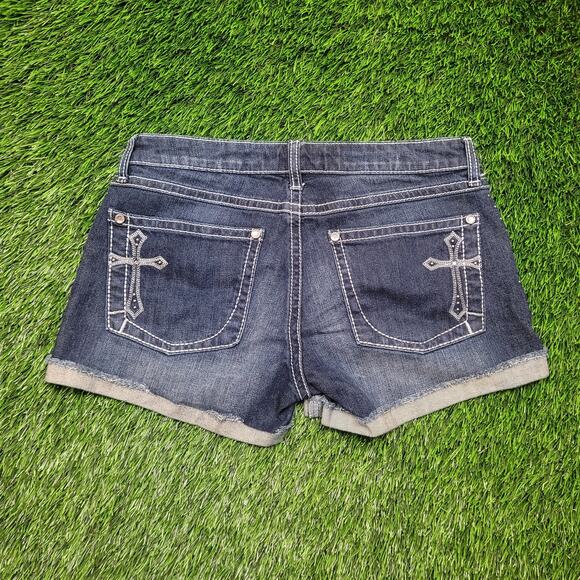Y2K Wrangler Rock 47 Shorts Low Rise Shorts Womens 2 (Tag Junior 5) Embellished - Picture 5 of 8